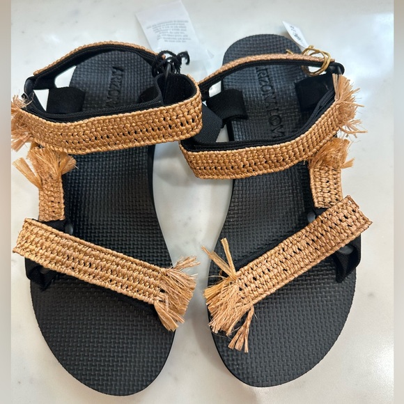 ARIZONA LOVE Trekky raffia-trimmed canvas platform sandals 7, 9 - Picture 2 of 11